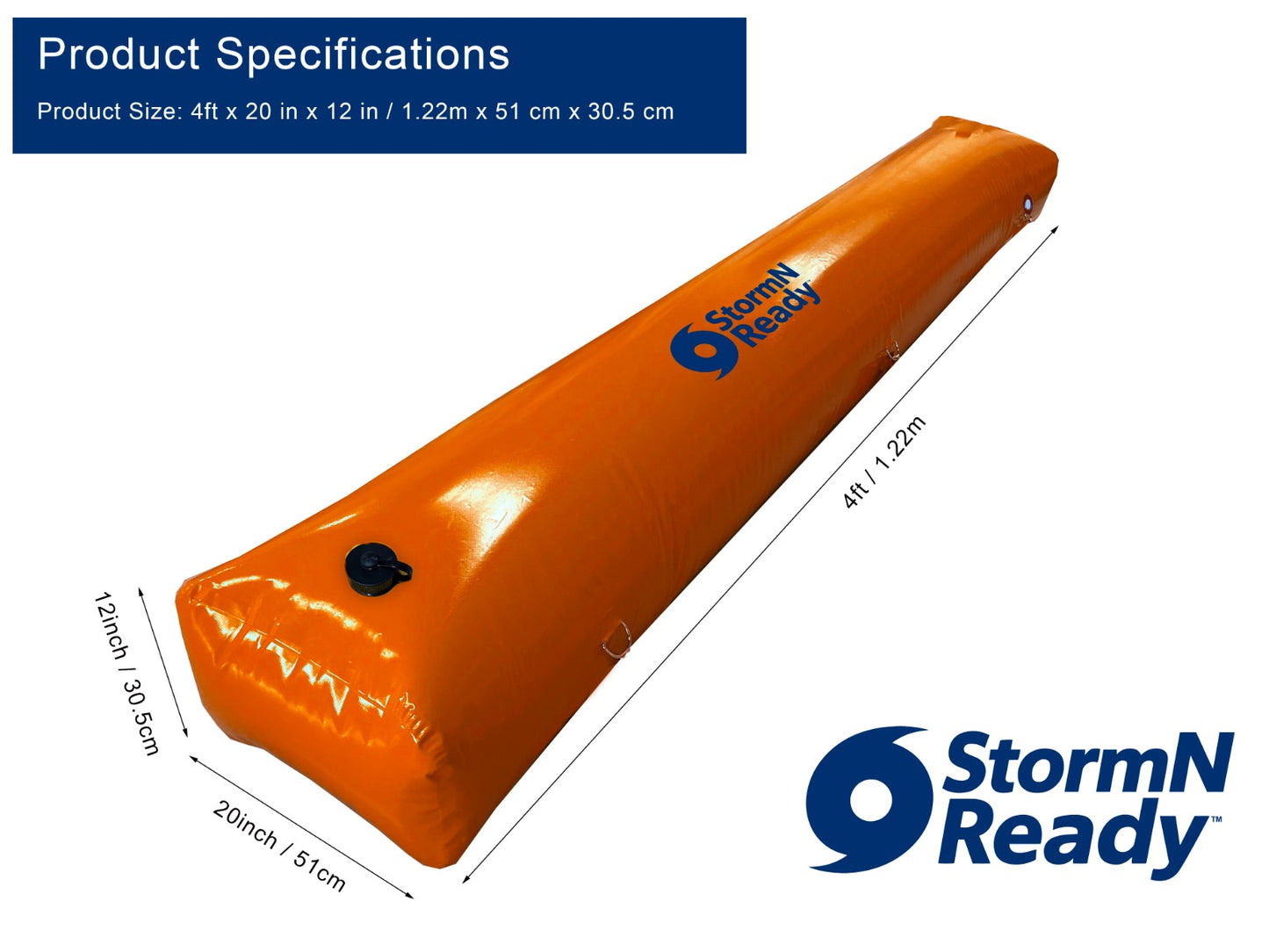 StormNReady™ Flood Barrier, 4ft Length x 12 in Height (Single Unit)