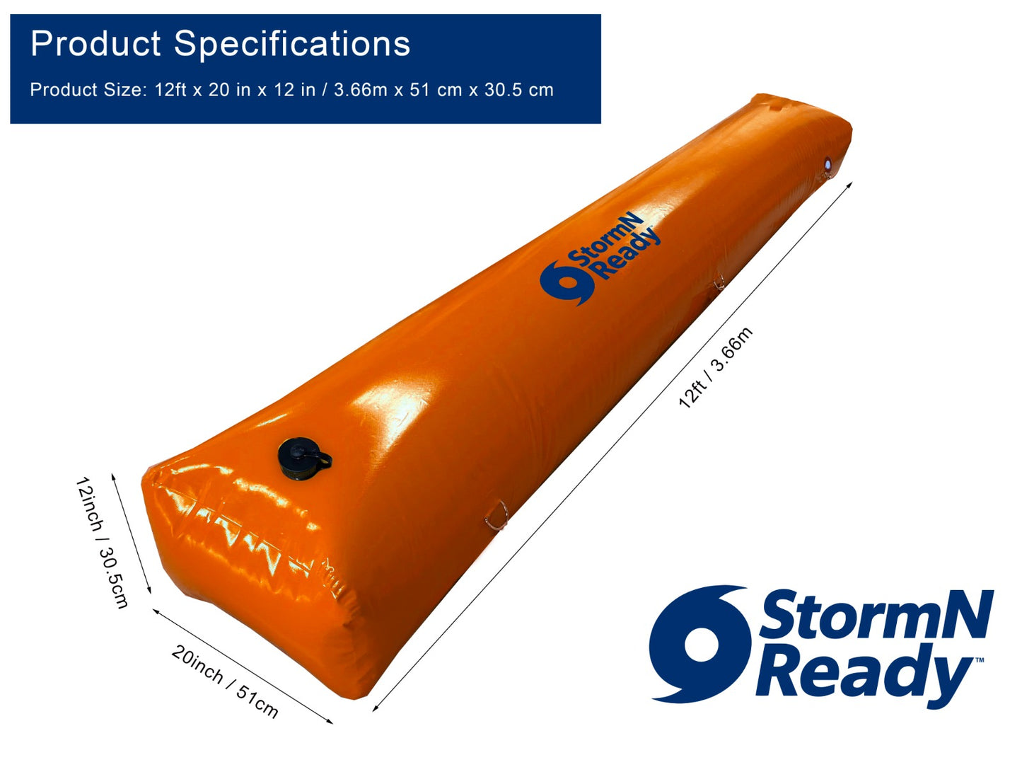 StormNReady™ Flood Barrier, 12 ft Length x 12 in Height (Single Unit)